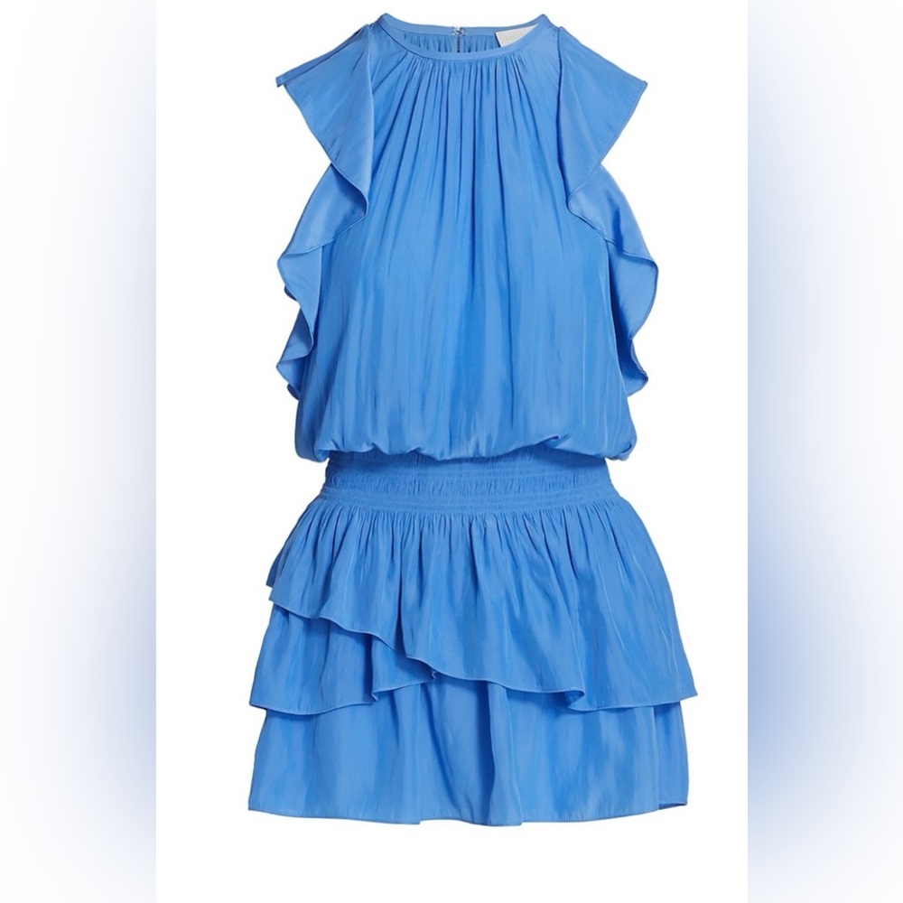 Ramy Brook Blue Ruffled Mini Dress